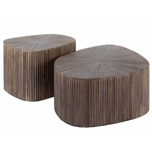 Tania - Lot De 2 Tables Basses Gigognes En Teck Massif - 73 Et 53 Cm
