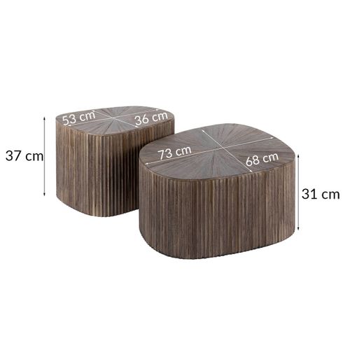 Tania - Lot De 2 Tables Basses Gigognes En Teck Massif - 73 Et 53 Cm