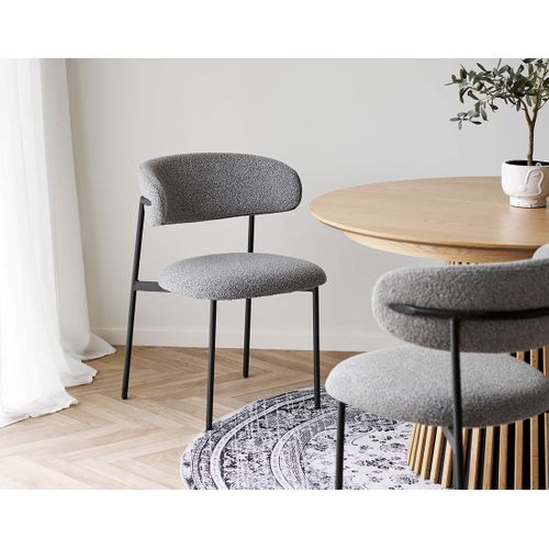 Erica - Lot De 2 Chaises En Tissu Bouclette - Pieds En Acier