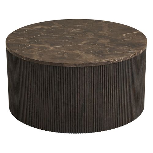 Finn - Table Basse Plateau Effet Marbre Et Pieds En Tasseaux De Bois En Fsc  100% - 80 Cm