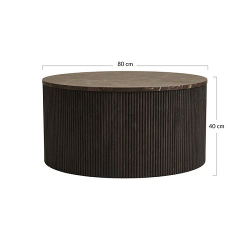 Finn - Table Basse Plateau Effet Marbre Et Pieds En Tasseaux De Bois En Fsc  100% - 80 Cm