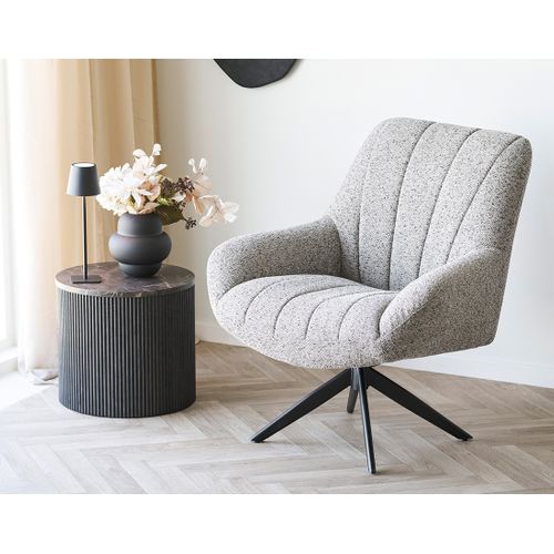 Finn - Bout De Canapé Plateau Effet Marbre Et Pieds En Tasseaux De Bois En Fsc 100% - 40 Cm