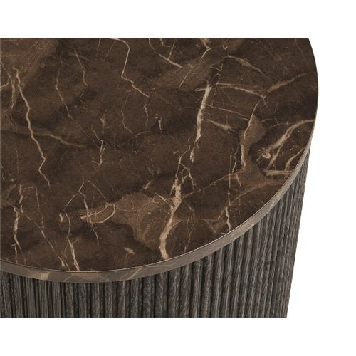 Finn - Bout De Canapé Plateau Effet Marbre Et Pieds En Tasseaux De Bois En Fsc 100% - 40 Cm