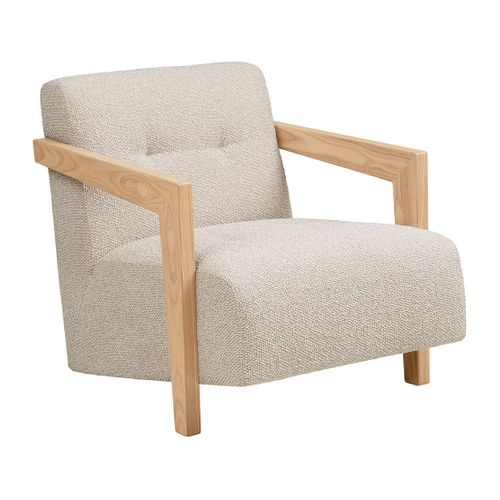 Lola - Fauteuil En Tissu Texturé - Accoudoirs En Chêne Massif Fsc  100%