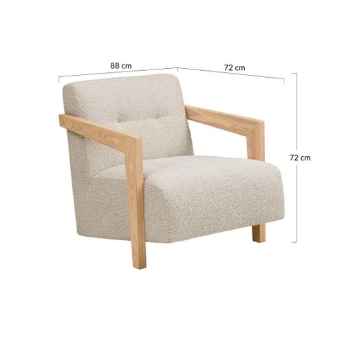 Lola - Fauteuil En Tissu Texturé - Accoudoirs En Chêne Massif Fsc  100%