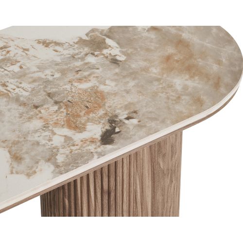 Lysa - Console Plateau Effet Marbre Et Pieds Effets Bois - 78 Cm
