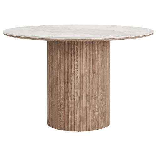 Lysa - Table à Manger Plateau Effet Marbre Et Pieds Effets Bois - 4 Personnes