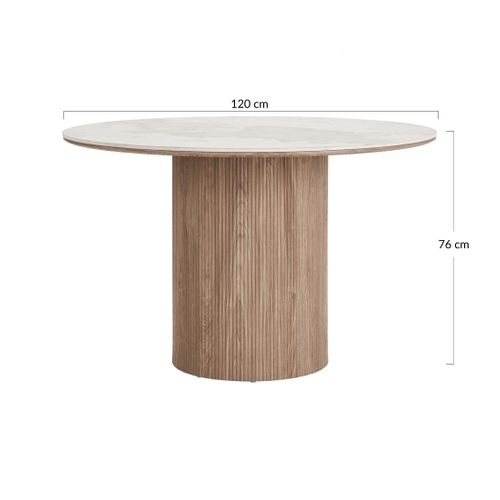 Lysa - Table à Manger Plateau Effet Marbre Et Pieds Effets Bois - 4 Personnes