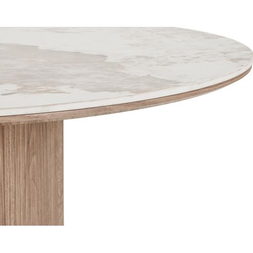 Lysa - Table à Manger Plateau Effet Marbre Et Pieds Effets Bois - 4 Personnes