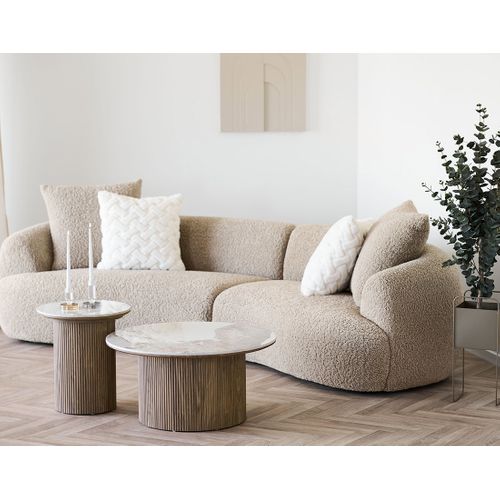 Lysa - Table Basse Plateau Effet Marbre Et Pieds Effets Bois - 80 Cm