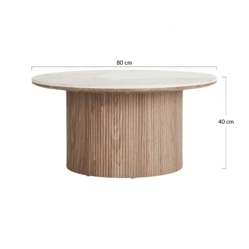 Lysa - Table Basse Plateau Effet Marbre Et Pieds Effets Bois - 80 Cm