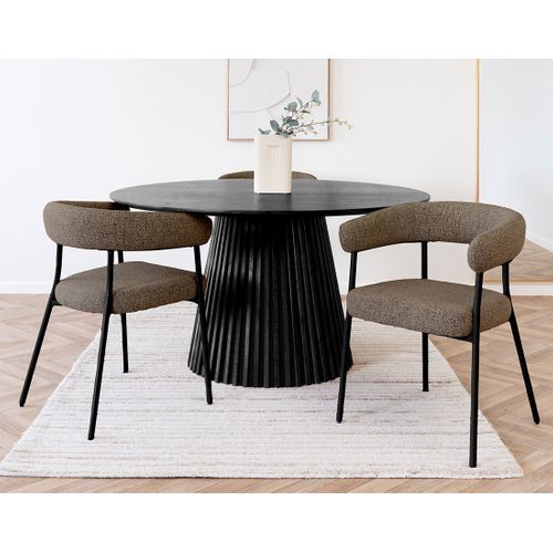 Sadie - Lot De 2 Chaises Fsc 100% En Tissu Texturé - Pieds En Acier