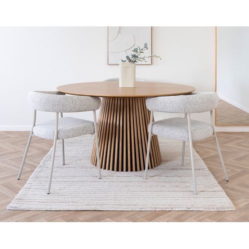 Sadie - Lot De 2 Chaises Fsc  100% En Tissu Texturé - Pieds En Acier