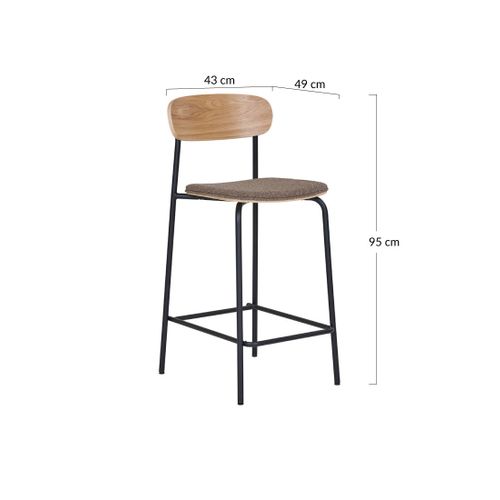 Zoe - Lot De 2 Tabourets En Bois De Frêne - Pieds En Acier