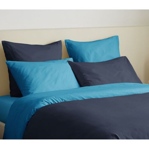 Pack Complet 6 Pièces Marine/turquoise Réversible Housse De Couette Pour Lit 140 X 190 Cm