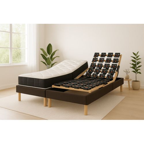 Lit Électrique 70x190 Sommier à Plots, Matelas Ressorts Essenzia Zen