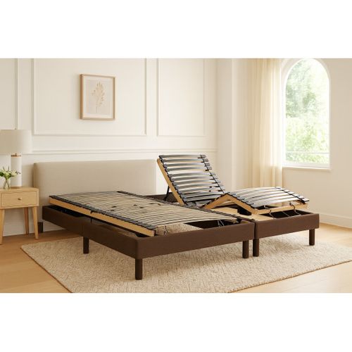 Sommier Electrique Essenzia Zen Detente Marron 90x200 Lattes