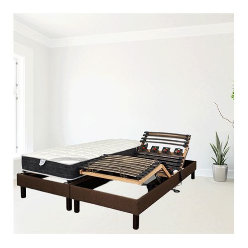 Sommier Electrique Essenzia Zen Emotion Marron 2x90x200 Lattes Et Plots