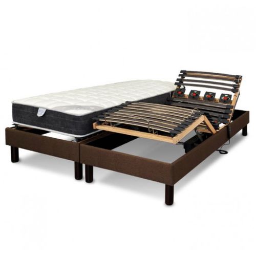 Sommier Electrique Essenzia Zen Emotion Marron 2x90x200 Lattes Et Plots