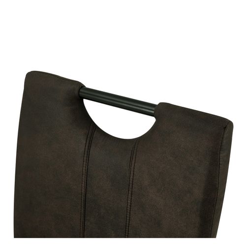 Gardner-chaise Microfibre Marron Foncé Pieds Métal Noir (x2)