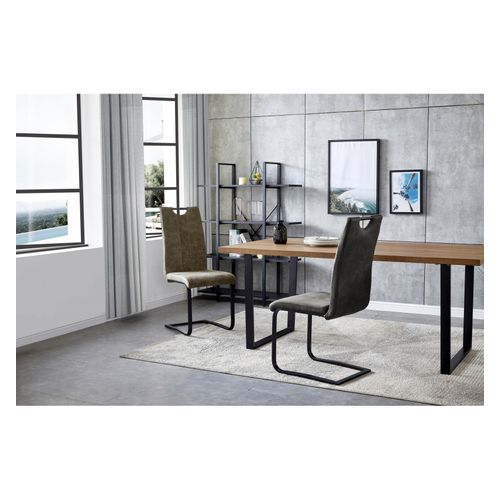 Gardner-chaise Microfibre Marron Foncé Pieds Métal Noir (x2)