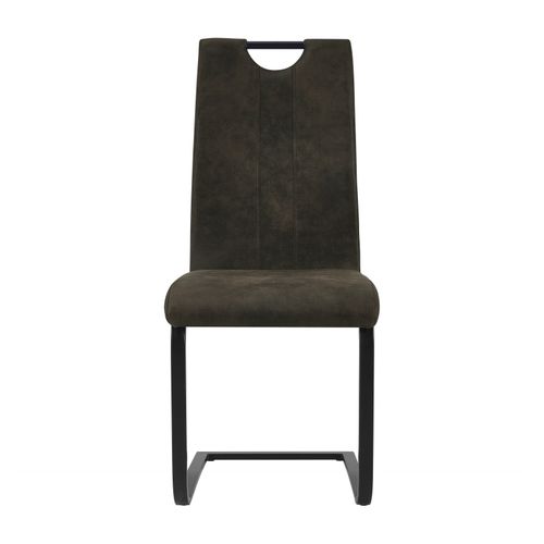 Gardner-chaise Microfibre Marron Foncé Pieds Métal Noir (x2)