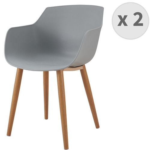 Andrea-chaise Scandinave Gris Pied Métal Effet Bois (x2)