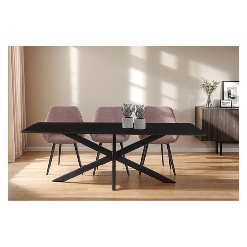 Urban-table à Manger 8/10 Personnes 220 Cm En Bois Massif Noir