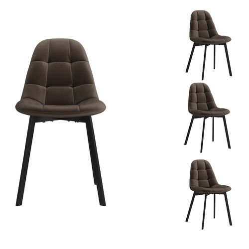 Stellia-chaise En Velours Marron (x4)