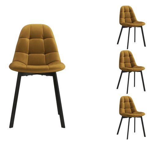 Stellia-chaise En Velours Moutarde (x4)
