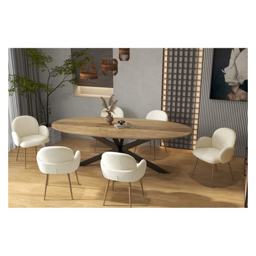 Alice-chaise En Tissu Cozy Ecru Et Acier Chêne (x2)