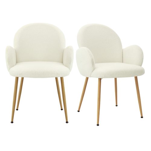 Alice-chaise En Tissu Cozy Ecru Et Acier Chêne (x2)