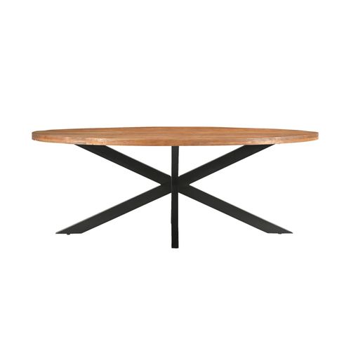 Bari-table à Manger Ovale 8/10 Personnes 210 Cm En Bois Massif