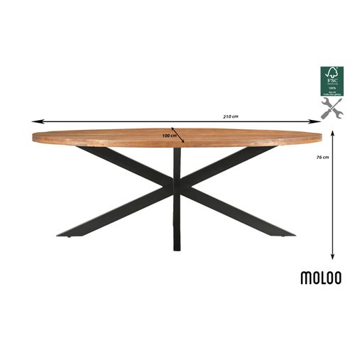 Bari-table à Manger Ovale 8/10 Personnes 210 Cm En Bois Massif