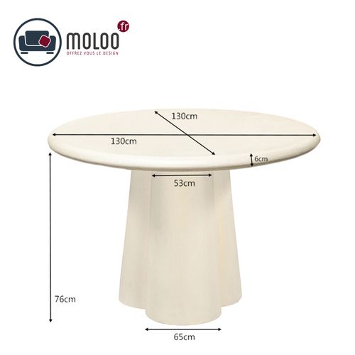 Figari-table à Manger Ronde 4 Personnes D130 Cm  Béton