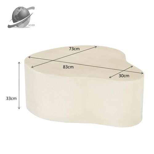 Bean-table Basse Organique 83x73 Cm, Béton Blanc Enduit