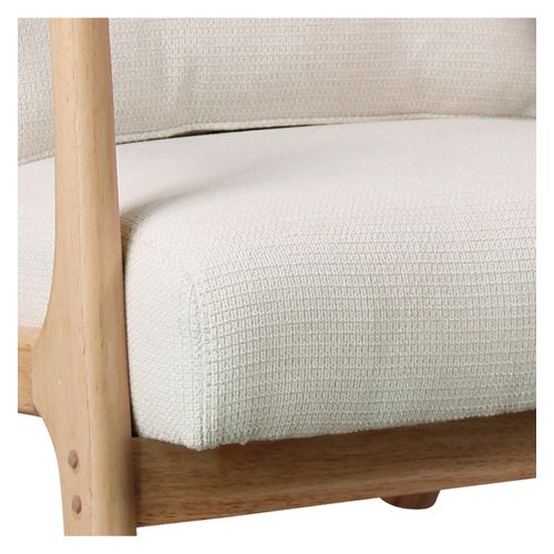 Zack-fauteuil En Bois Naturel Et Tissu Curly Ecru