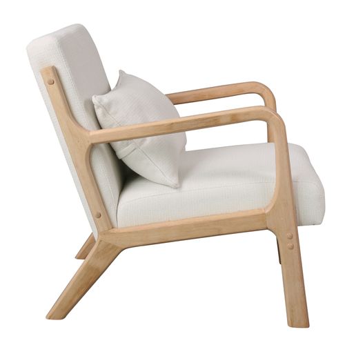 Zack-fauteuil En Bois Naturel Et Tissu Curly Ecru