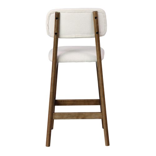 Cliff-tabouret De Bar En Bois Patiné Noyer Et Tissu Trendy Ecru (x2)