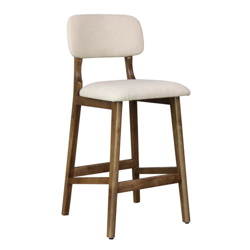 Cliff-tabouret De Bar En Bois Patiné Noyer Et Tissu Trendy Ecru (x2)