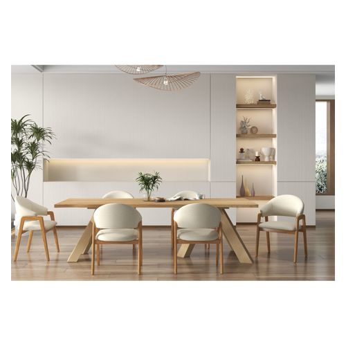 Wool-chaise En Frêne Naturel Et Tissu Trendy Ecru (x2)