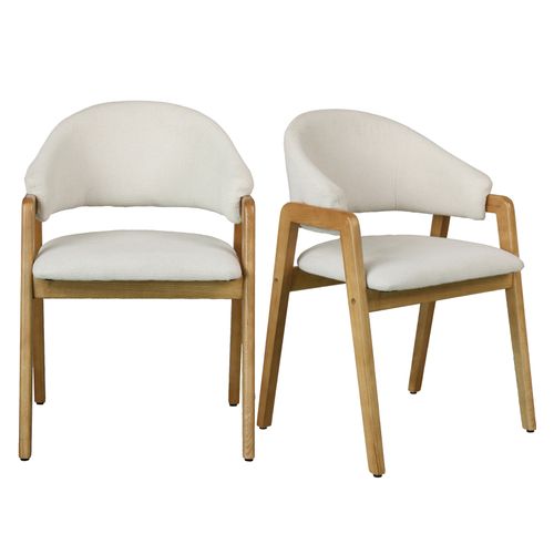 Wool-chaise En Frêne Naturel Et Tissu Trendy Ecru (x2)