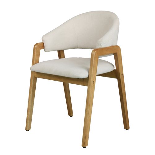 Wool-chaise En Frêne Naturel Et Tissu Trendy Ecru (x2)