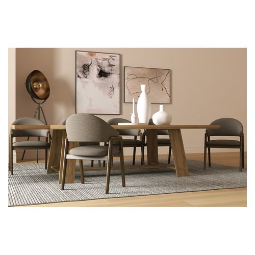 Wool-chaise En Tissu Softcellar Taupe Et Frêne Teinté Noyer (x2)