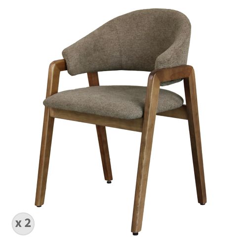 Wool-chaise En Tissu Softcellar Taupe Et Frêne Teinté Noyer (x2)