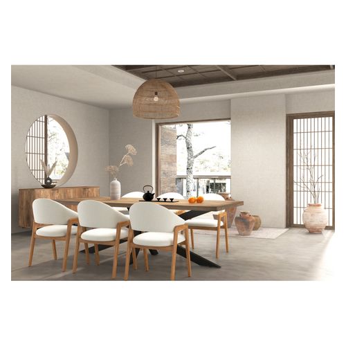 Wool-chaise En Tissu Curly Ecru Et Frêne Naturel (x2)