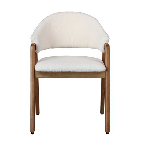 Wool-chaise En Tissu Curly Ecru Et Frêne Naturel (x2)