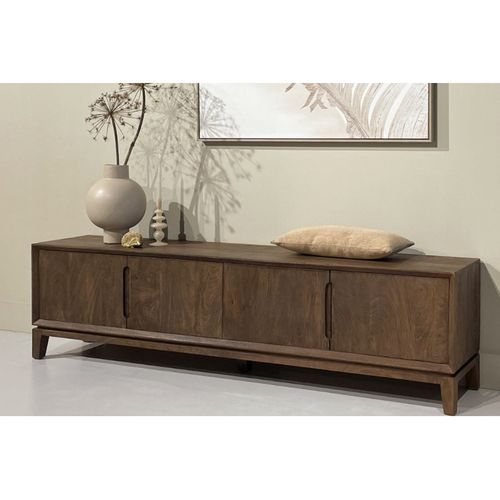 Corte-meuble TV 210 Cm En Bois Massif Brossé