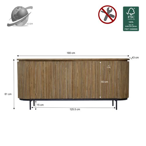 Piana-buffet 180 Cm En Teck Massif Recyclé