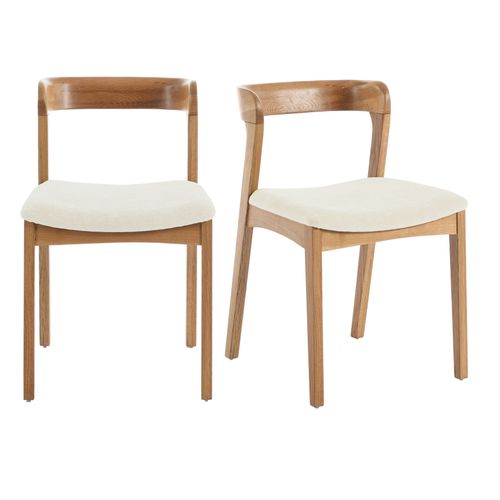 Tina-chaise En Chêne Massif Et Tissu Bliss Ecru (x2)